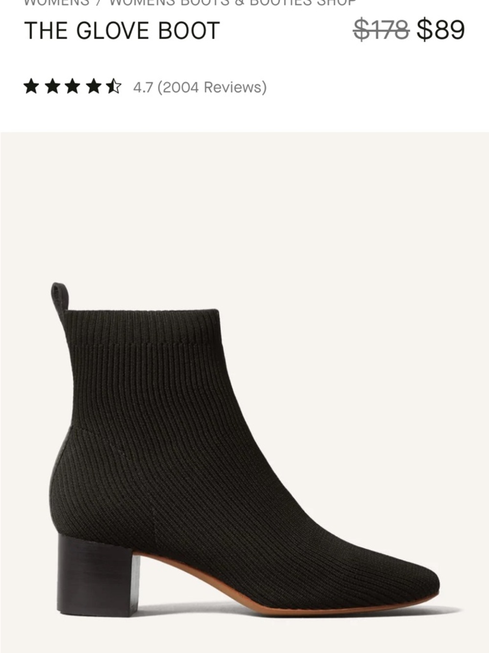 Everlane Black Knit Pointed Sock Booties with Block Heel - Picture 2 of 5